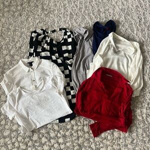 Lot Bundle of Stylish Business Causal Tops and Dresses (7 items), Medium & Large